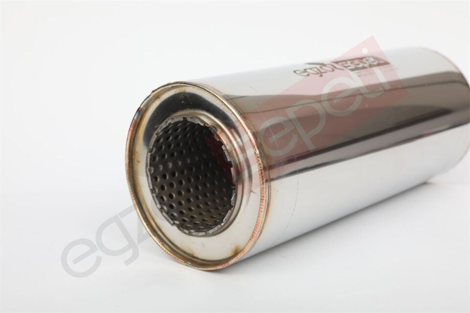 Özel Üretim Rezonatör 60 Çap 304 Krom, Elyaflı Spor Susturucu 25 CM