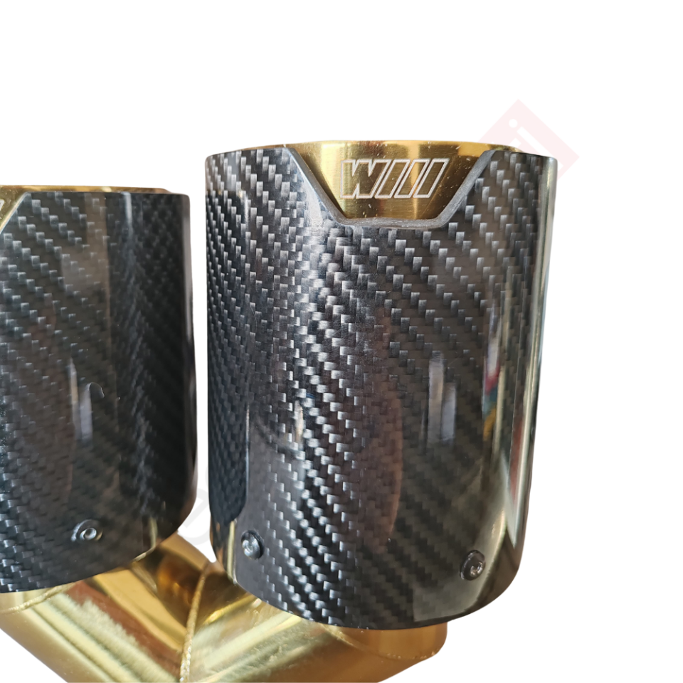 Bmw M Logolu Karbon Egzoz Ucu 100 MM Gold Çiftli Takım Sag Ve Sol
