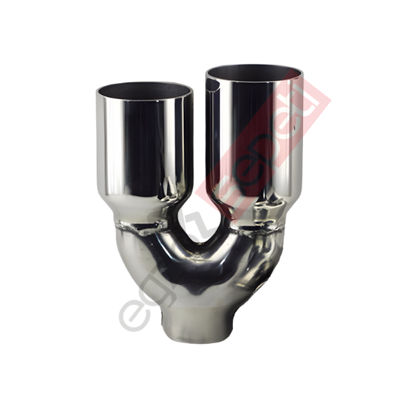 Krom Çift Çıkış Egzoz Ucu 304 Kalite Sol Taraf Yuvarlak Çap Ölçüs 76x120 mm