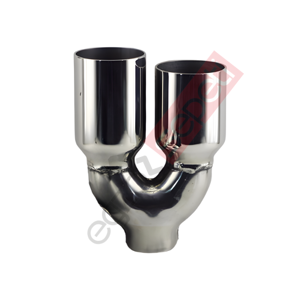 Krom Çift Çıkış Egzoz Ucu 304 Kalite Sağ Taraf Yuvarlak Çap Ölçüs 76x120 mm