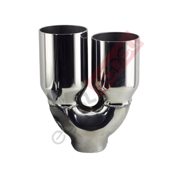 Krom Çift Çıkış Egzoz Ucu 304 Kalite Sağ Taraf Yuvarlak Çap Ölçüs 90x120 mm