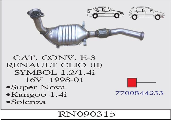Renault Clio 2 1.2/1.4İ 16V Katalitik Konverter Spirelli Baskılı Eu-3 1998-01