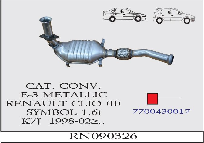 Renault Clio 2 1.6İ K7J Katalitik Konverter Spirelli Baskılı Eu-3 Metal 1998-02