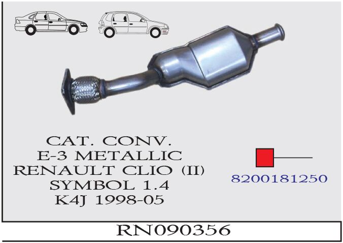 Renault Clio 2 1.4 16V K4J Katalitik Konverter Spirelli. Eu-3 Metal 1998-05