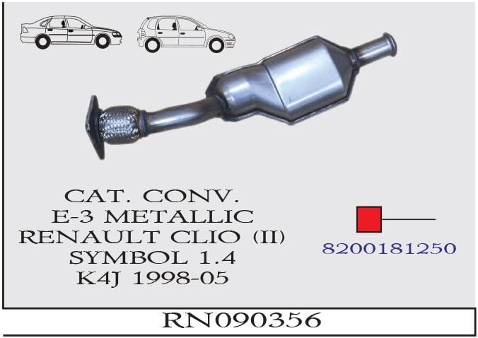 Renault Clio 2 1.4 16V K4J Katalitik Konverter Spirelli. Eu-3 Metal 1998-05