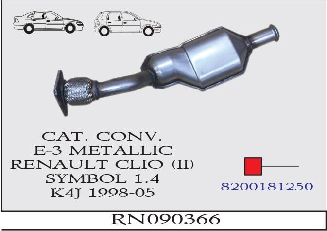 Peugeot Clio 2 1.4 16V K4J Katalitik Konverter Spirelli. Eu-3 Metal Mşr. 1998-05