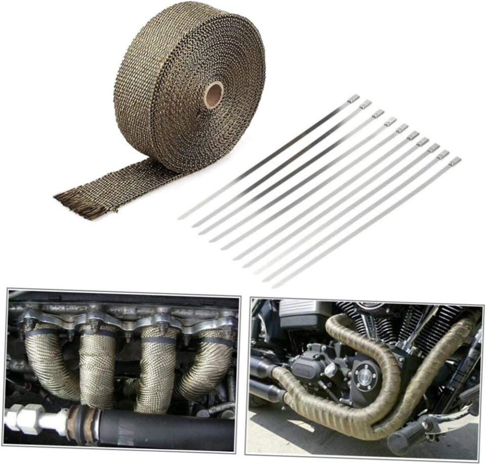 Titanyum Egzoz Sargı Bezi 10 Mt Yüksek Isı Koruma Özel Çırtlarıyla Birlikte Genişlik 5 CM