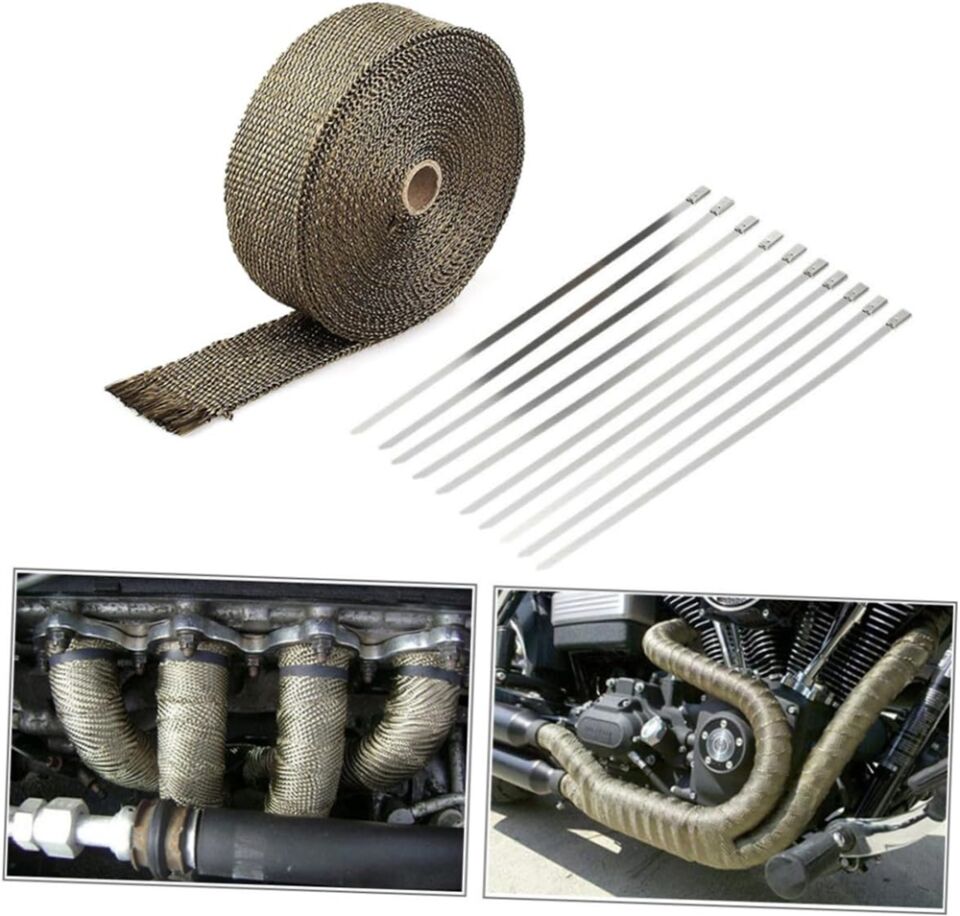 Titanyum Egzoz Sargı Bezi 10 Mt Yüksek Isı Koruma Özel Çırtlarıyla Birlikte Genişlik 5 CM