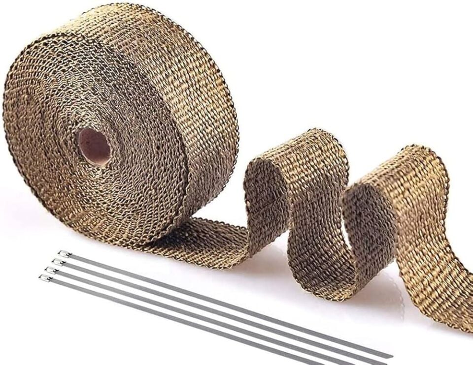 Titanyum Egzoz Sargı Bezi 10 MT Yüksek Isı Koruma Özel Çırtlarıyla Birlikte Genişlik 5 CM
