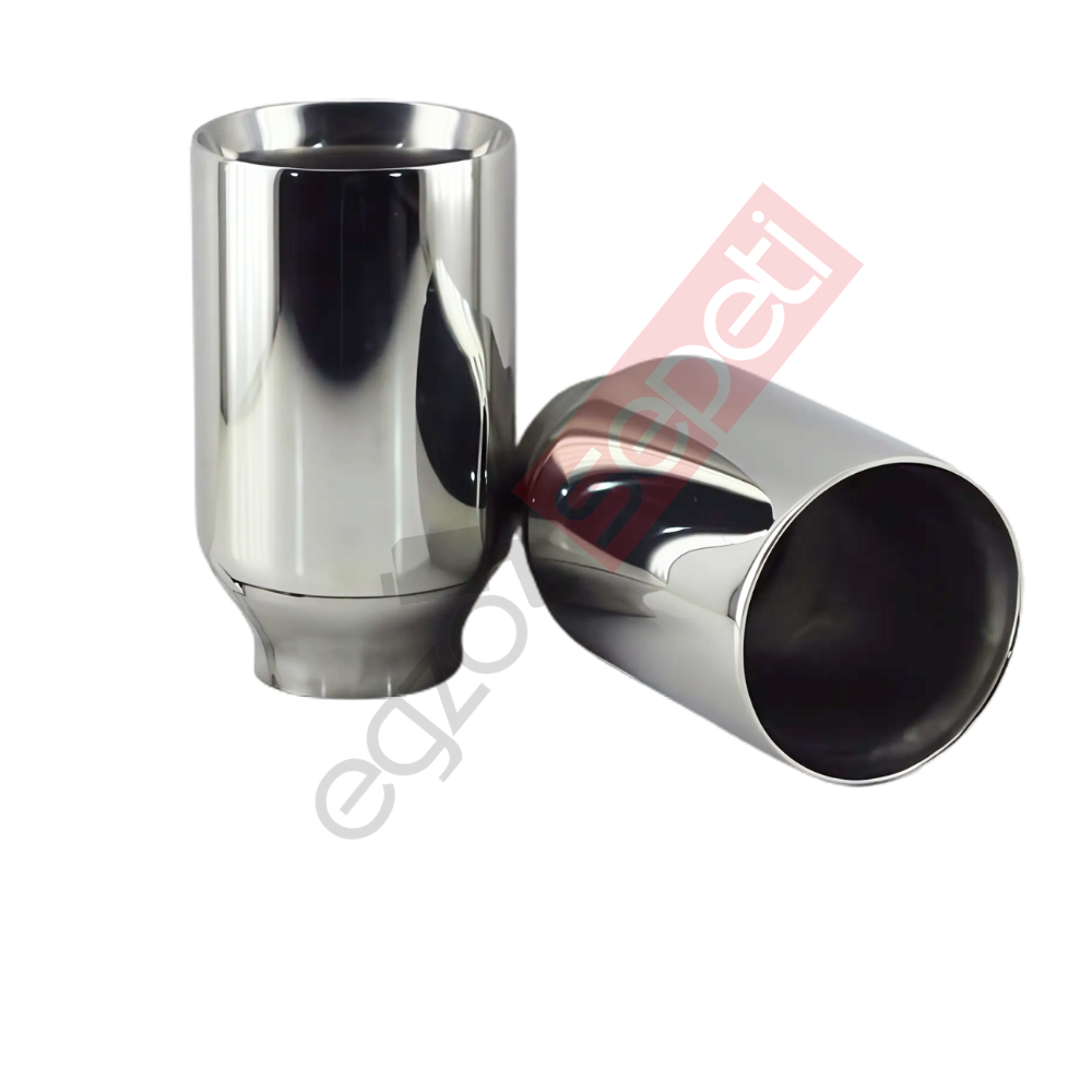 Krom Egzoz Ucu Sağ Ve Sol Takım 304 Kalite Yuvarlak Çap Ölçüsü 90X120 mm