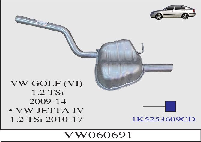 Volkswagen Jetta 4 1.2 Tsi Arka Susturucu Borulu Baskılı 2010 > 2017