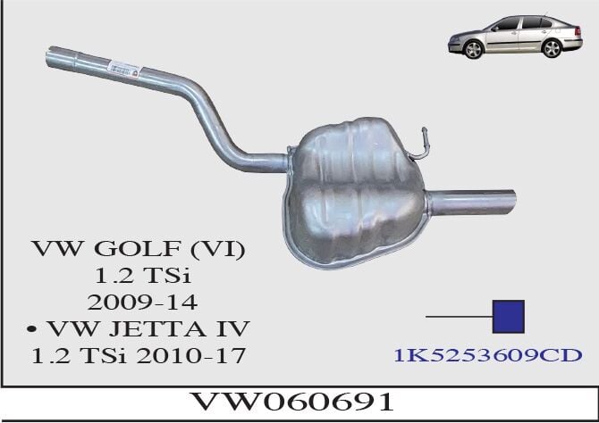Volkswagen Jetta 4 1.2 Tsi Arka Susturucu Borulu Baskılı 2010 > 2017