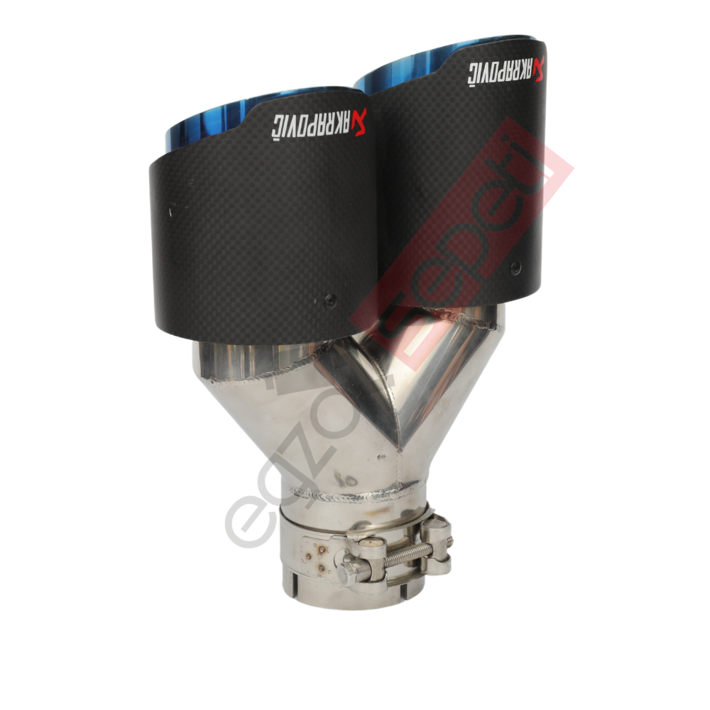 Akrapoviç Karbon Egzoz Ucu 90 MM Çiftli Mat Mavi Sag Gerçek Karbon Malzeme İthal Ürün