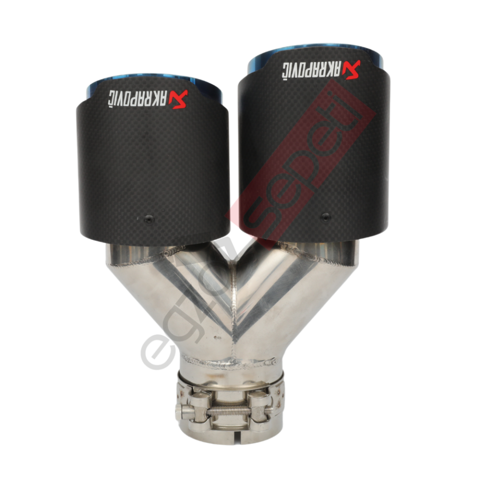 Akrapoviç Karbon Egzoz Ucu 90 MM Çiftli Mat Mavi Sag Gerçek Karbon Malzeme İthal Ürün
