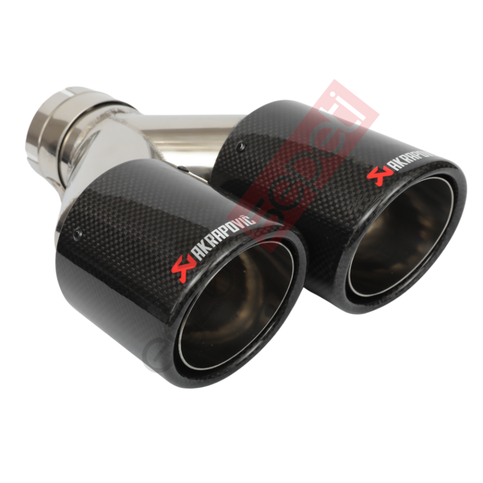 Akrapoviç Karbon Egzoz Ucu 90 MM Çiftli Dudaklı Parlak Sol Gerçek Karbon Malzeme İthal Ürün
