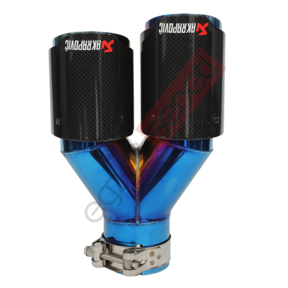 Akrapoviç Egzoz Ucu 76 MM Çiftli Parlak Mavi Sag Gerçek Karbon Malzeme İthal Ürün