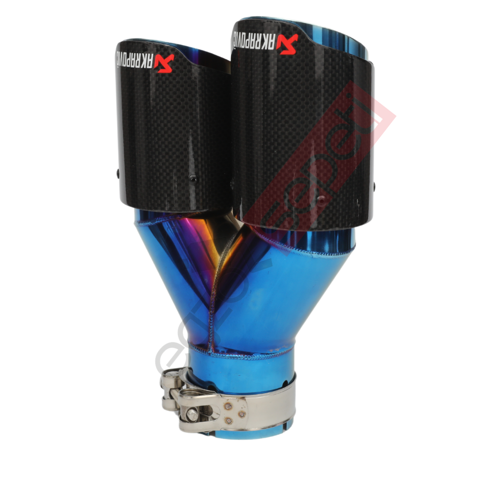 Akrapoviç Egzoz Ucu 76 MM Çiftli Parlak Mavi Sag Gerçek Karbon Malzeme İthal Ürün