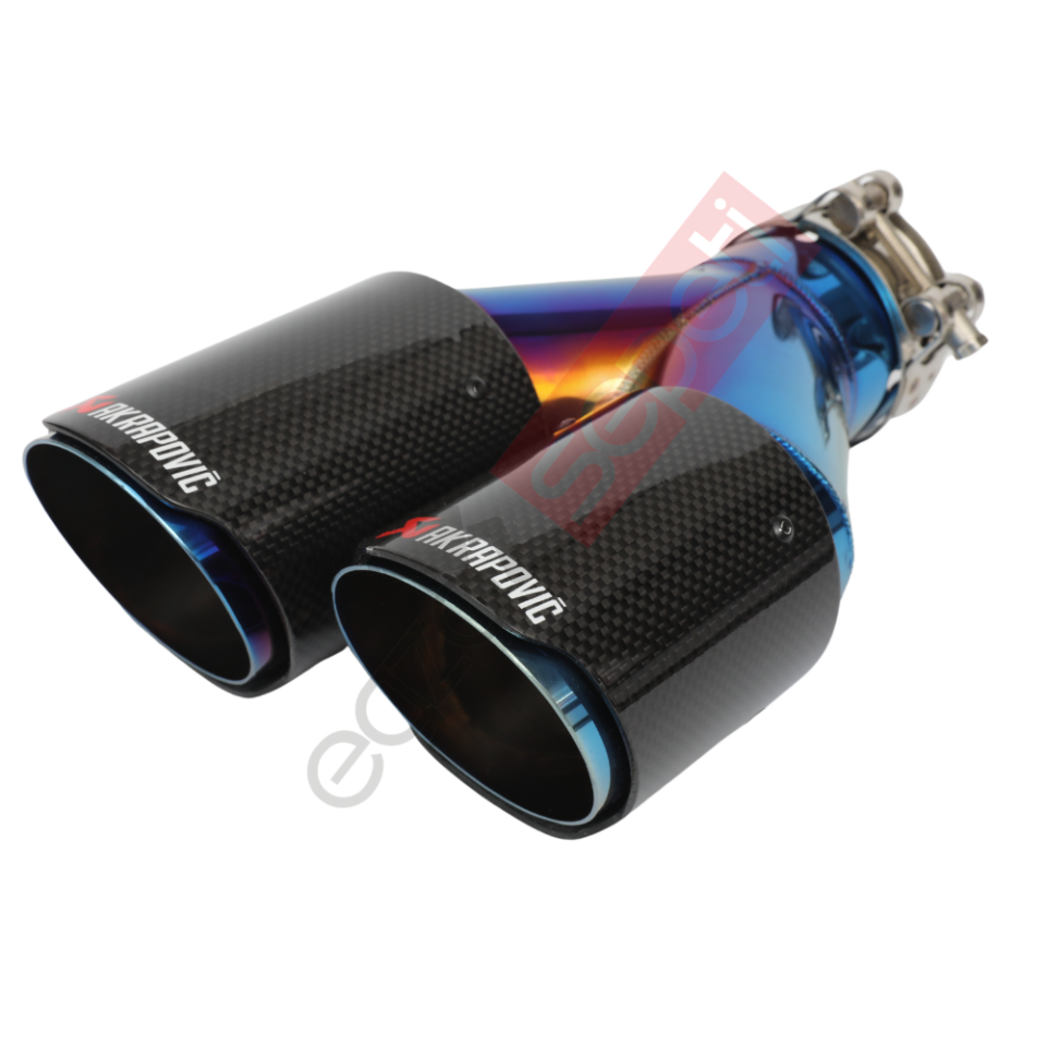 Akrapoviç Egzoz Ucu 76 MM Çiftli Parlak Mavi Sag Gerçek Karbon Malzeme İthal Ürün