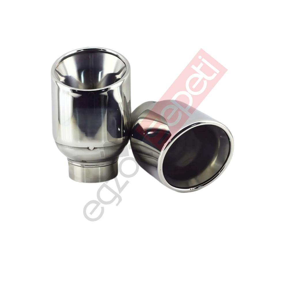 Krom Egzoz Ucu Sağ Ve Sol Takım 304 Kalite Yuvarlak Çap Ölçüsü 100X120 mm