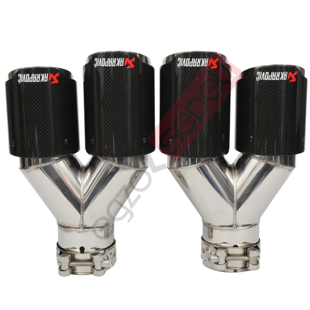 Akrapoviç Karbon Egzoz Ucu 76 MM Çiftli Parlak Krom Sag Ve Sol Takım Gerçek Karbon Mazleme İthal Ürün