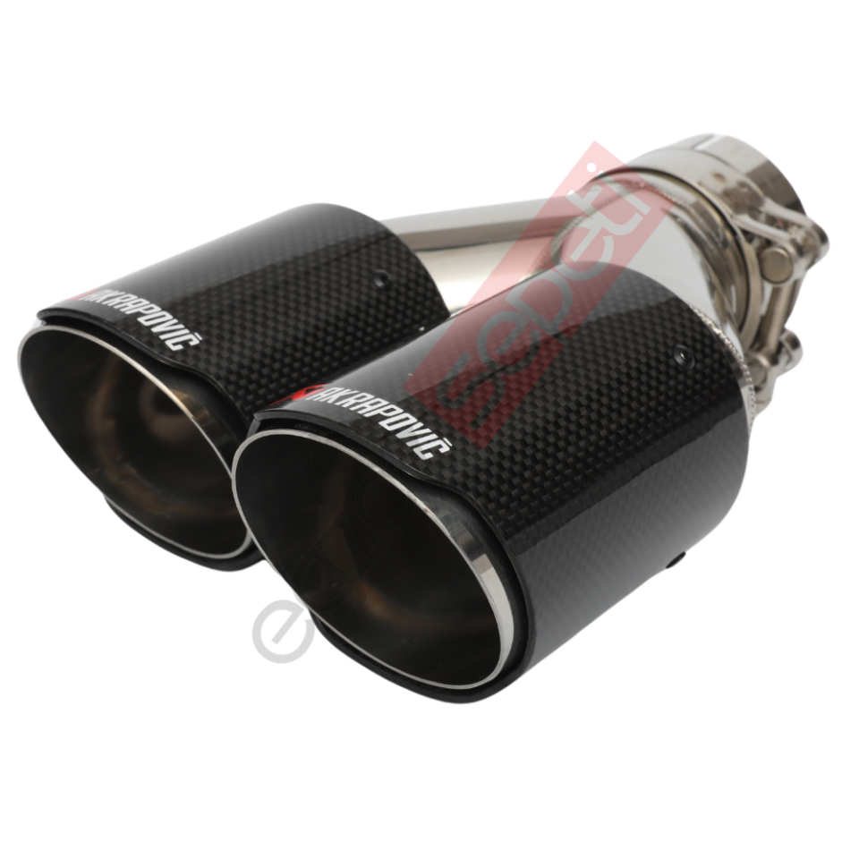 Akrapoviç Karbon Egzoz Ucu 76 MM Çiftli Parlak Krom Sag Ve Sol Takım Gerçek Karbon Mazleme İthal Ürün