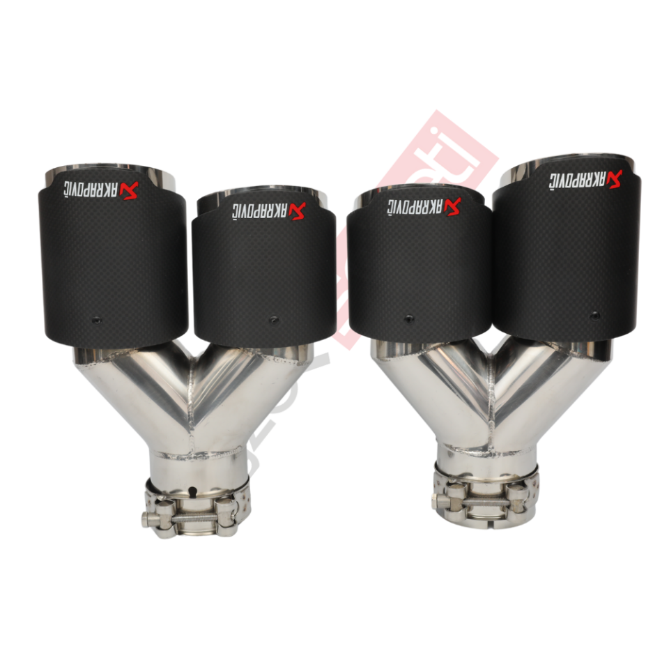 Akrapoviç Karbon Egzoz Ucu 90 MM Çiftli Krom Mat Sag Ve Sol Takım Gerçek Karbon Malzeme  İthal Ürün