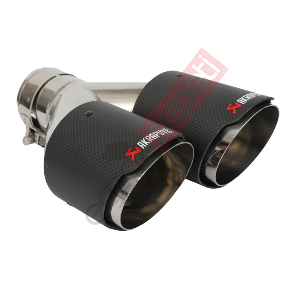 Akrapoviç Karbon Egzoz Ucu 90 MM Çiftli Krom Mat Sag Ve Sol Takım Gerçek Karbon Malzeme  İthal Ürün