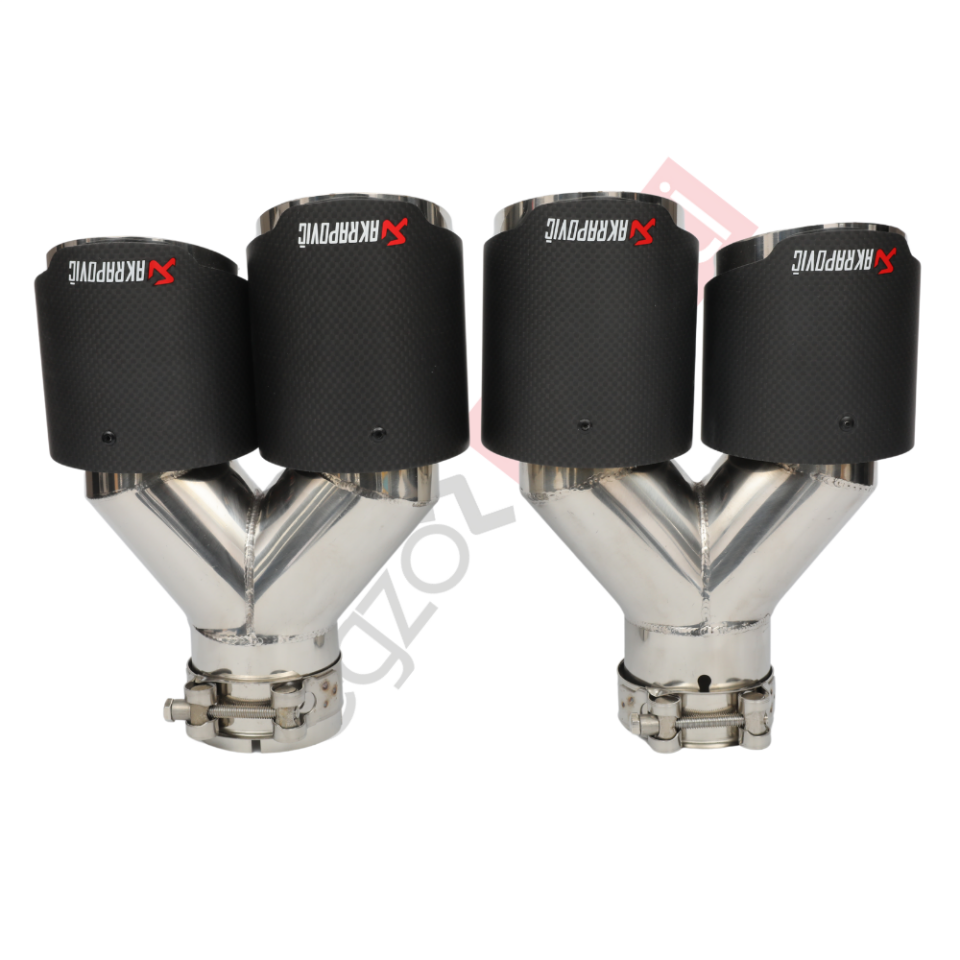 Akrapoviç Karbon Egzoz Ucu 90 MM Çiftli Krom Mat Sag Ve Sol Takım Gerçek Karbon Malzeme  İthal Ürün