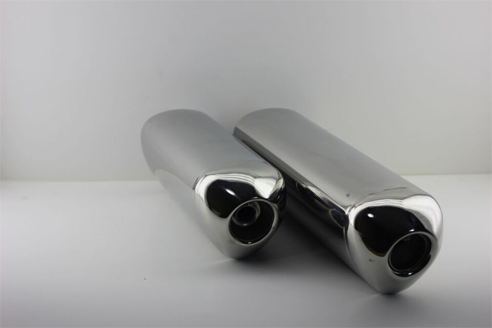 Motosiklet egzoz susturucusu kısa mat krom slincerli kapaklı