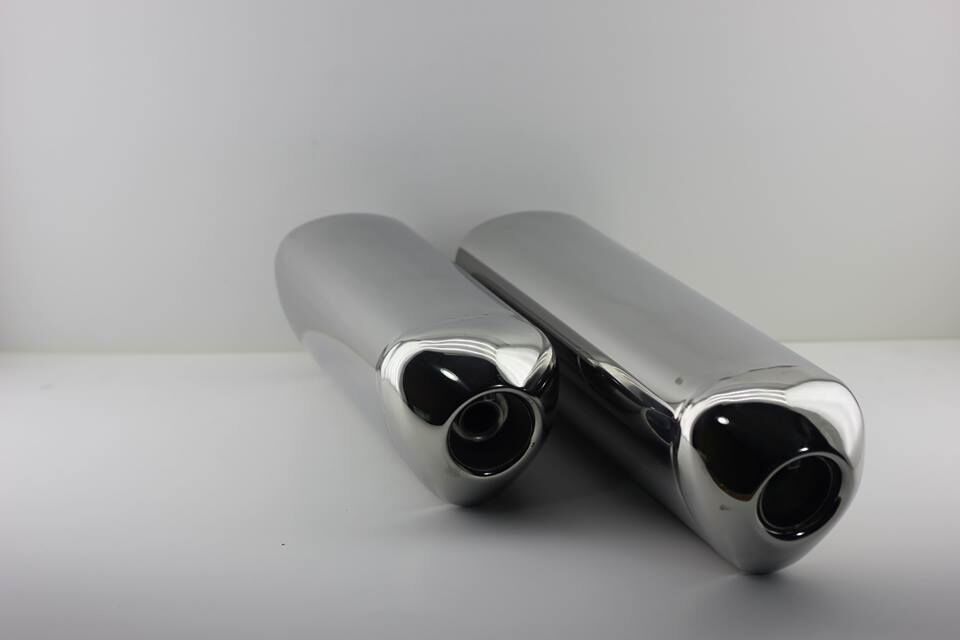Motosiklet egzoz susturucusu uzun krom slincerli kapaklı