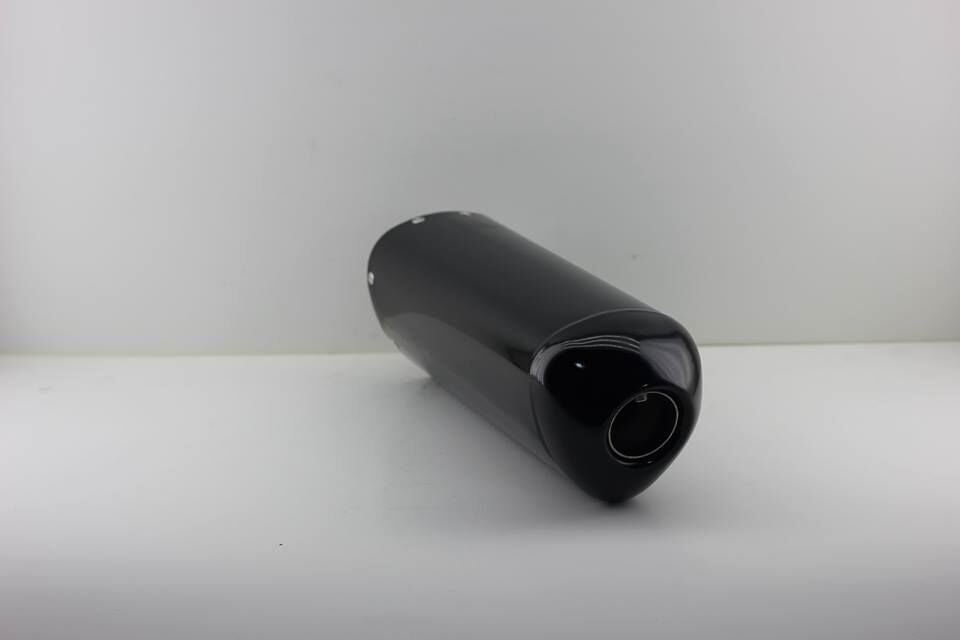 Motosiklet egzoz susturucusu siyah kısa krom slincerli kapaklı