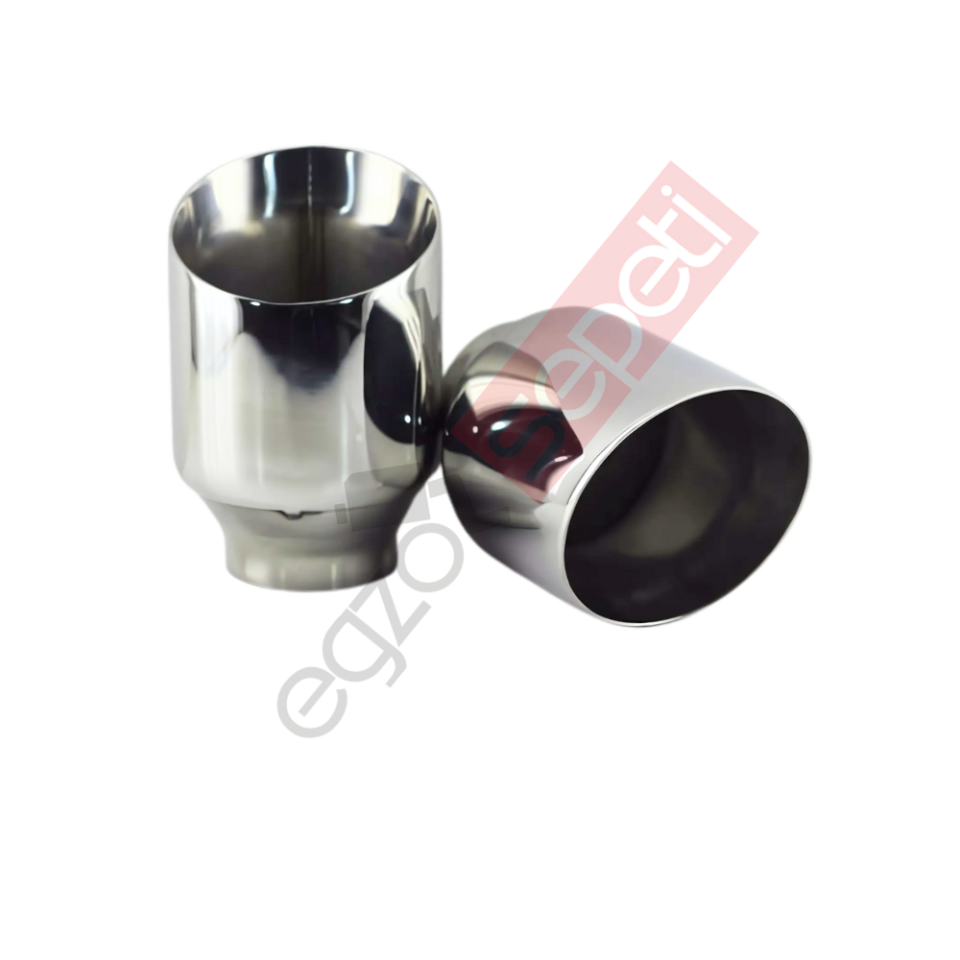 Krom Egzoz Ucu Sağ Ve Sol Takım 304 Kalite Yuvarlak Çap Ölçüsü 100X120 mm