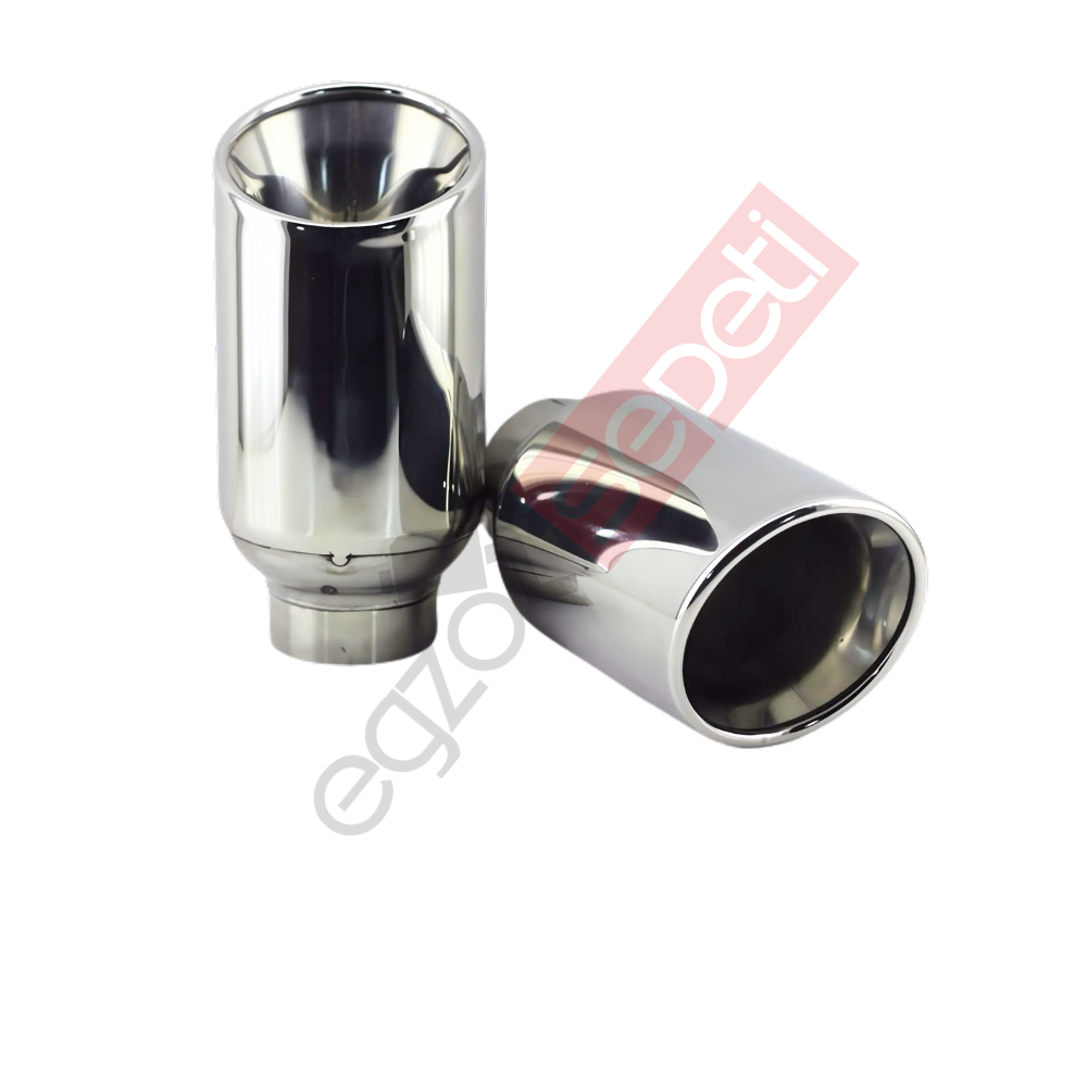 Krom Egzoz Ucu Sağ Ve Sol Takım 304 Kalite Yuvarlak Çap Ölçüsü 100X170 mm