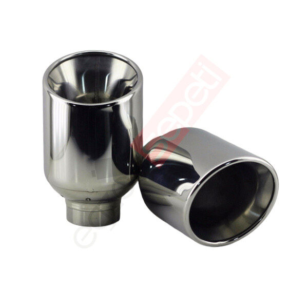 Krom Egzoz Ucu Sağ Ve Sol Takım 304 Kalite Yuvarlak Çap Ölçüsü 120X150 mm