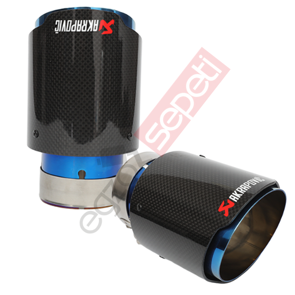 Akrapoviç Karbon Egzoz Ucu Sağ Ve Sol Takım 90 MM Parlak Mavi Gerçek Karbon Mazleme İthal Ürün