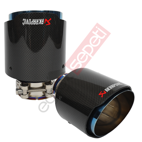 Akrapoviç Karbon Egzoz Ucu Sağ Ve Sol Takım 100 MM Parlak Mavi Gerçek Karbon Malzeme İthal Ürün