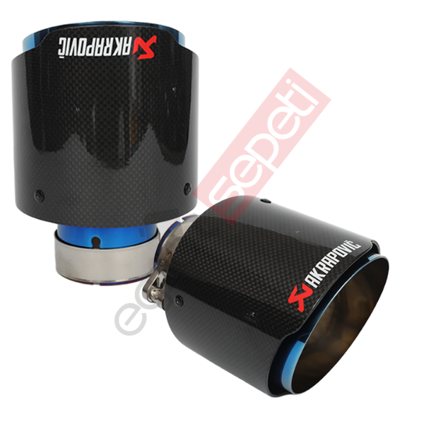 Akrapoviç Karbon Egzoz Ucu Sağ Ve Sol Takım 114 MM Parlak Mavi Gerçek Karbon Malzeme İthal Ürün