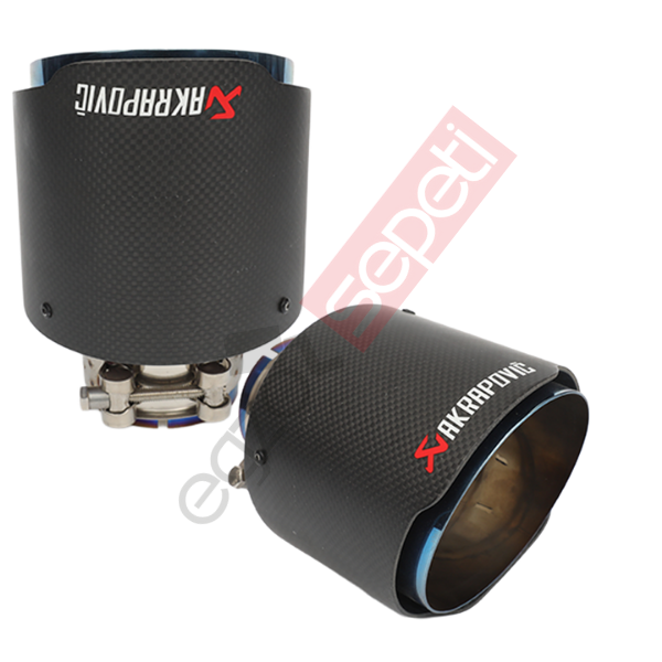 Akrapoviç Karbon Egzoz Ucu Sağ Ve Sol Takım 114 MM Mat Mavi Gerçek Karbon Malzeme İthal Ürün