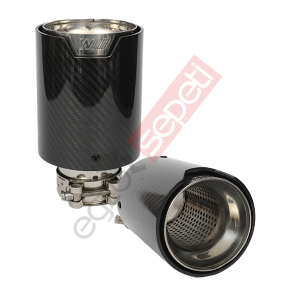 Bmw M Logolu Karbon Egzoz Ucu Sağ Ve Sol Takım 100 MM Parlak İçi Delikli