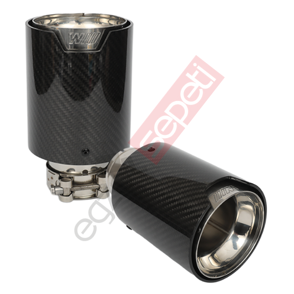 Bmw M Logolu Karbon Egzoz Ucu Sağ Ve Sol Takım 100 MM Parlak İçi Deliksiz