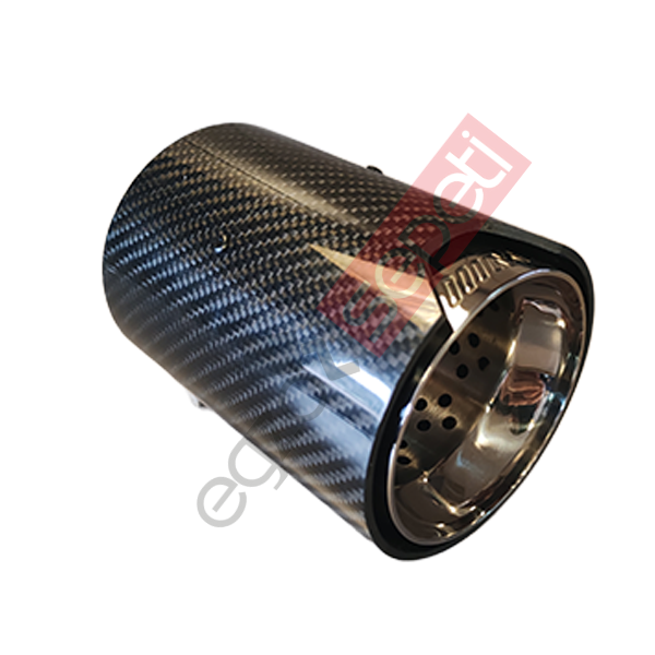 Bmw M Logolu Karbon Egzoz Ucu 90 MM Parlak Siyaj İçi Delikli