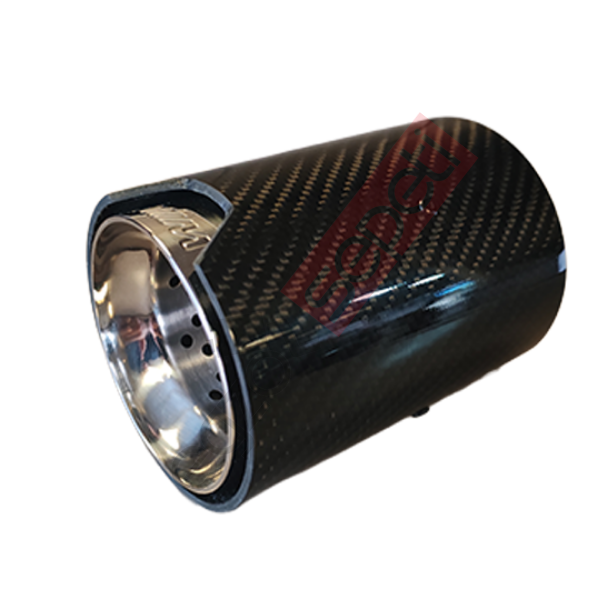 Bmw M Logolu Karbon Egzoz Ucu 90 MM Parlak Siyaj İçi Delikli
