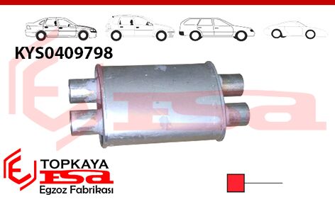 Katalitik Konverter Yerine Üniversal Susturucu Çift Çıkışlı Ф57 X 270 Mm Oval