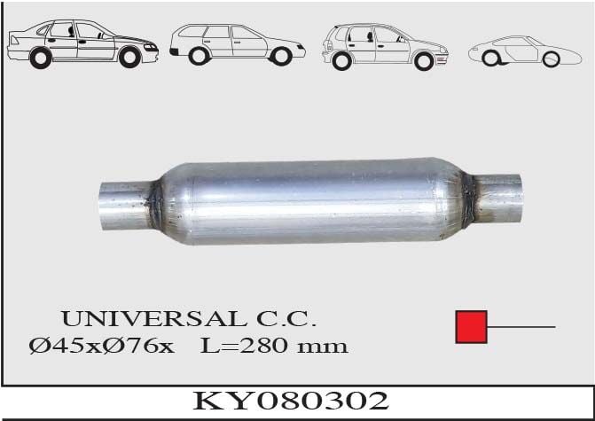Katalitik Konverter Yerine Tüp Susturucu Üniversal Ф45 X 76 X 280 Mm Tek Büzmeli