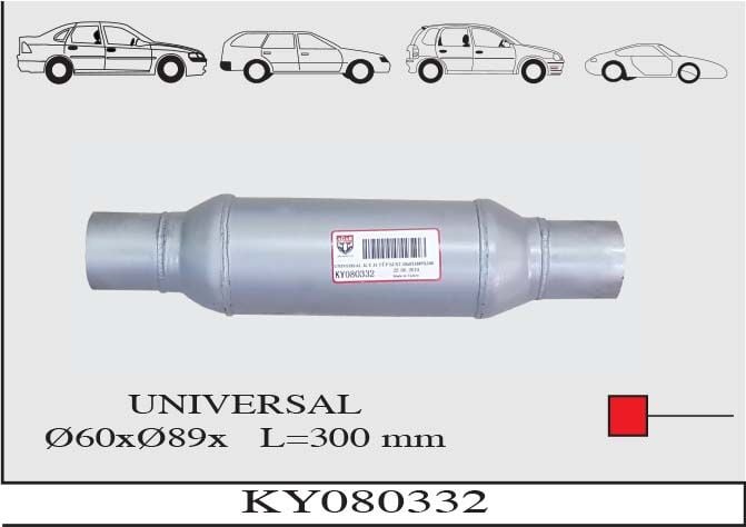 Katalitik Konverter Yerine Tüp Susturucu Üniversal Ø60 X 89 X 300 Mm