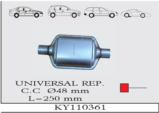 Katalitik Konverter Yerine Yerine Baskılı Susturucu  Ø48 X 250Mm
