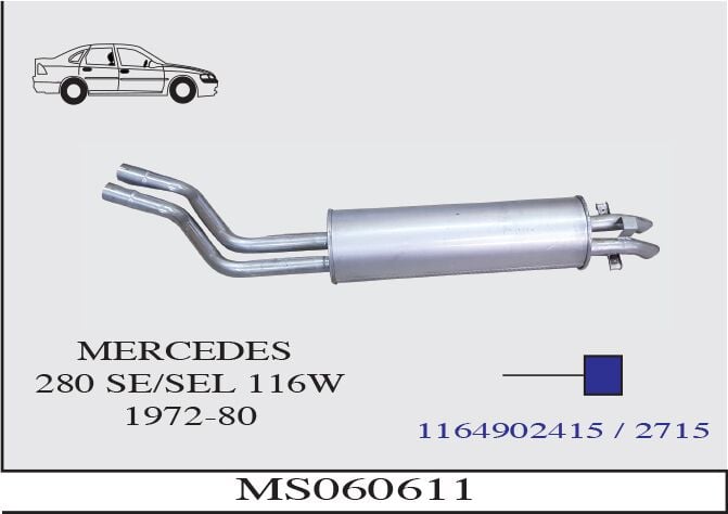 Mercedes 280Se/280Sel W116 Arka Susturucu Borulu 1972-80