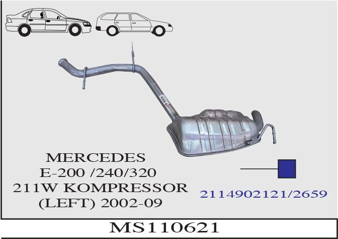 Mercedes E200/E240/E320 W211 Arka Susturucu Borulu Sol 2002-08