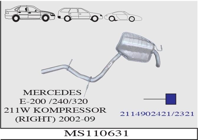 Mercedes E200/E240/E320 W211 Arka Susturucu Borulu Sağ 2002-08