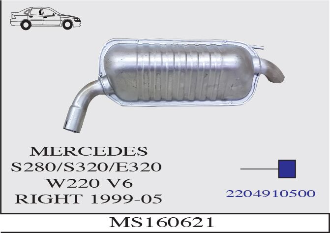 Mercedes S280 W220 V6 Baskılı Arka Borulu Susturucu Sağ 1999-05